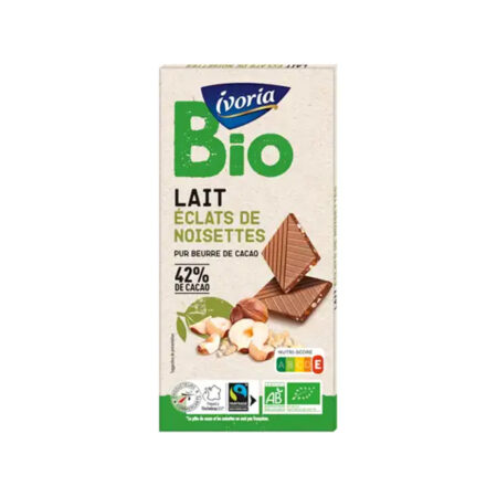 프랑스 Ivoria BIO 밀크 초콜릿 & 헤이즐넛 100g