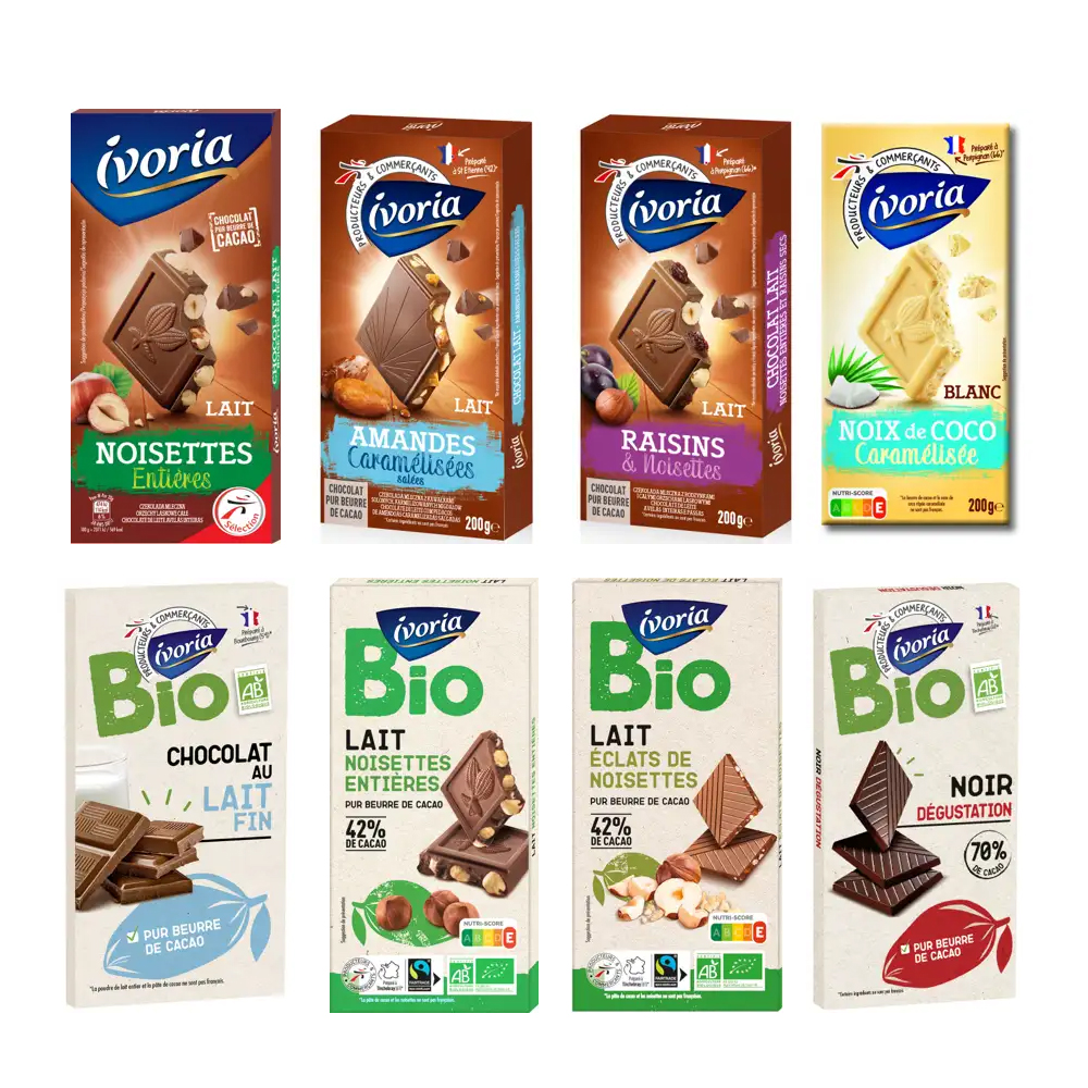 프랑스 Ivoria BIO 밀크 초콜릿 & 헤이즐넛 100g